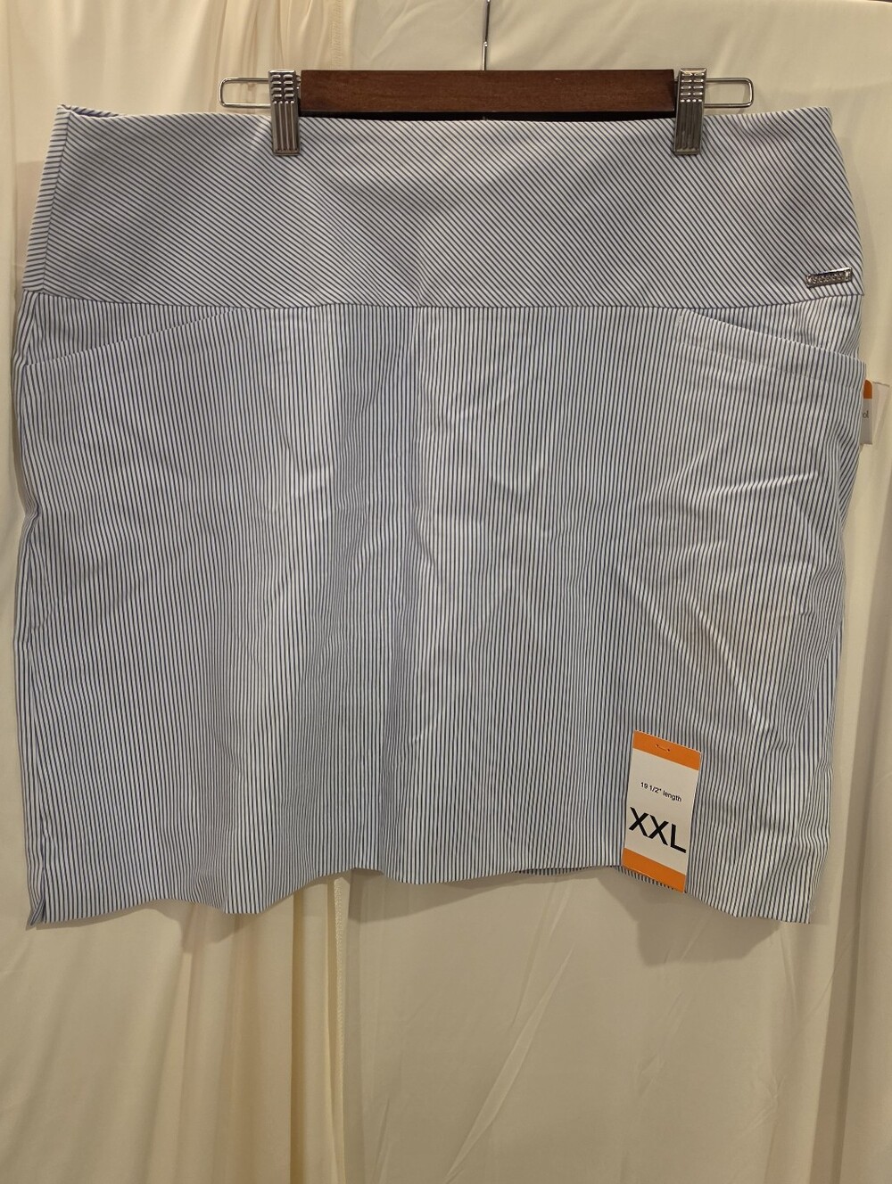 S.C. & Co. Blue White Stripe Skort XXL NWT Tummy Control Pockets Athletic Skirt
